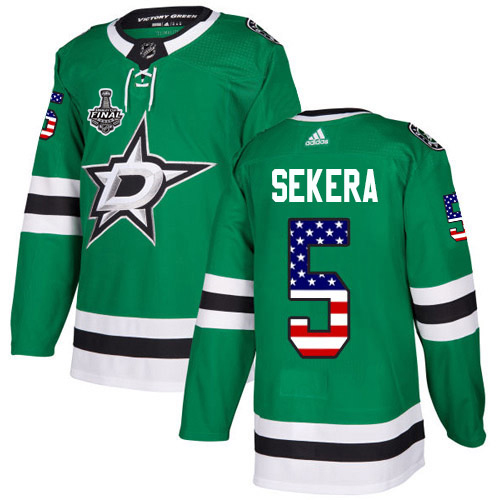 Adidas Men Dallas Stars #5 Andrej Sekera Green Home Authentic USA Flag 2020 Stanley Cup Final Stitched NHL Jersey